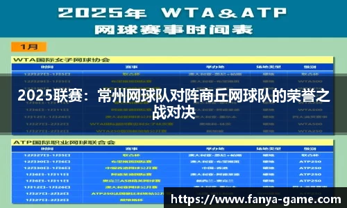 2025联赛：常州网球队对阵商丘网球队的荣誉之战对决